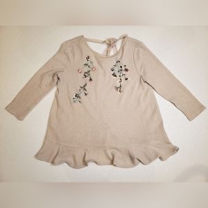 LC Lauren Conrad Cream Sweater with Floral Embroidery